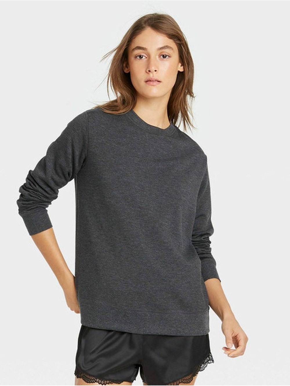 Women’s Stars Above Soft Fleece Loungewear Charcoal Gray Sweatshirt Size Medium